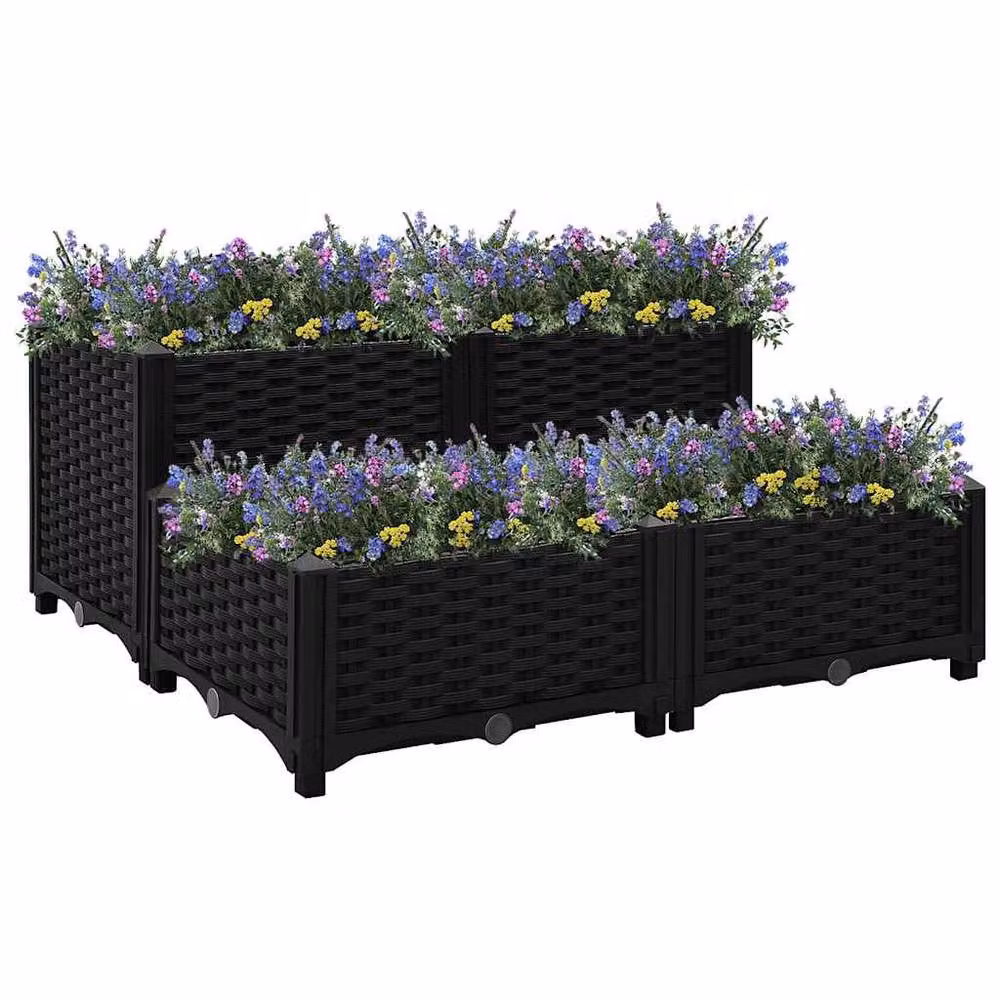 Berkfield Home Black Polypropylene Raised Bed W/D/H: 80 x 80 x 38 cm – 2