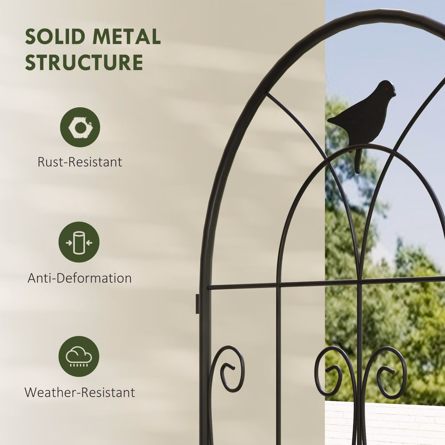 Outsunny Set of 2 Black Powder-Coated Metal Garden Trellis Panels for Climbing Plants, H 150 x W 50 cm – 3