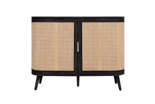 Birlea Noah 2 Door Rattan and Wood Sideboard in Black – 1