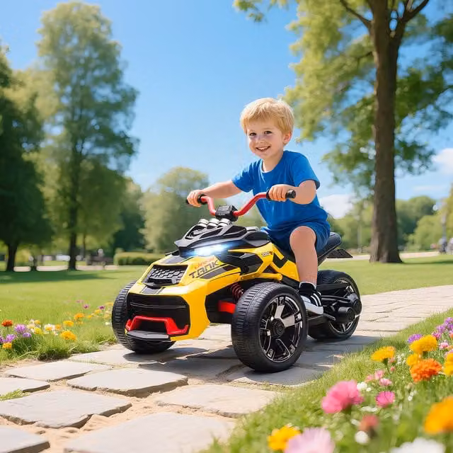 AIYAPLAY 12V Kids Electric Ride On Car with Light and Sound, Yellow