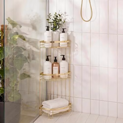 OHS 3 Tier Freestanding Gold Bathroom Corner Shower Caddy Organiser – 2