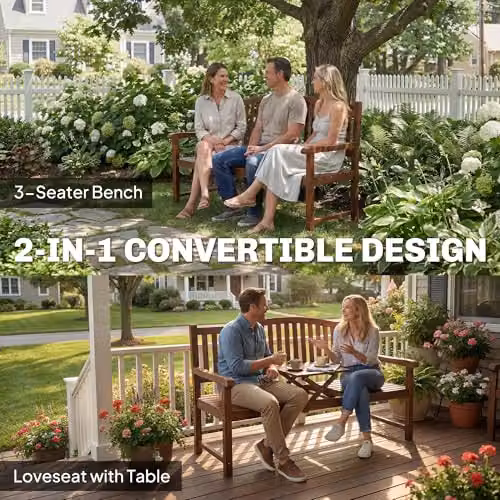 Outsunny Wooden Garden Loveseat with Armrests, Brown – 4