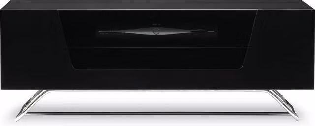 Alphason Chromium 2 TV Cabinet Cab 1000 in Black with Glass and Metal Details