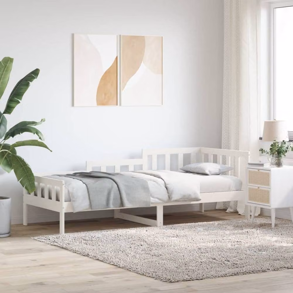 Berkfield Home White Rustic Solid Wood Pine Day Bed W/D/H: 80 x 200 cm – 1