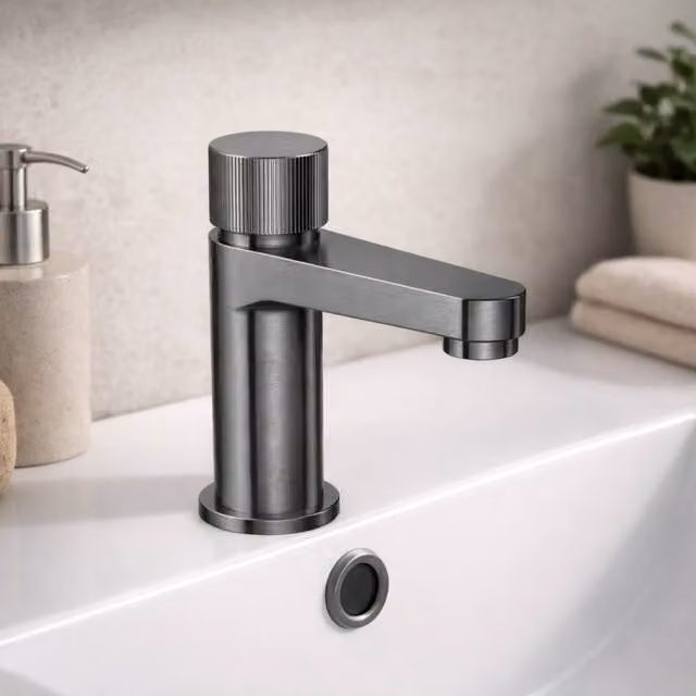 Bathroom Kingdom Koko Single Lever Mini Basin Mixer Tap in Gunmetal Grey