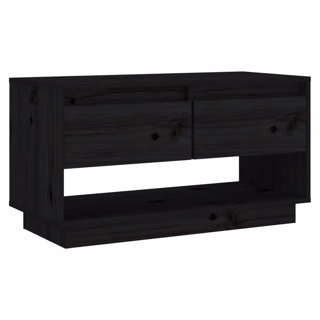 Berkfield Home Rustic Black Solid Wood Pine TV Cabinet W/D/H: 74 x 34 x 40 cm – 2