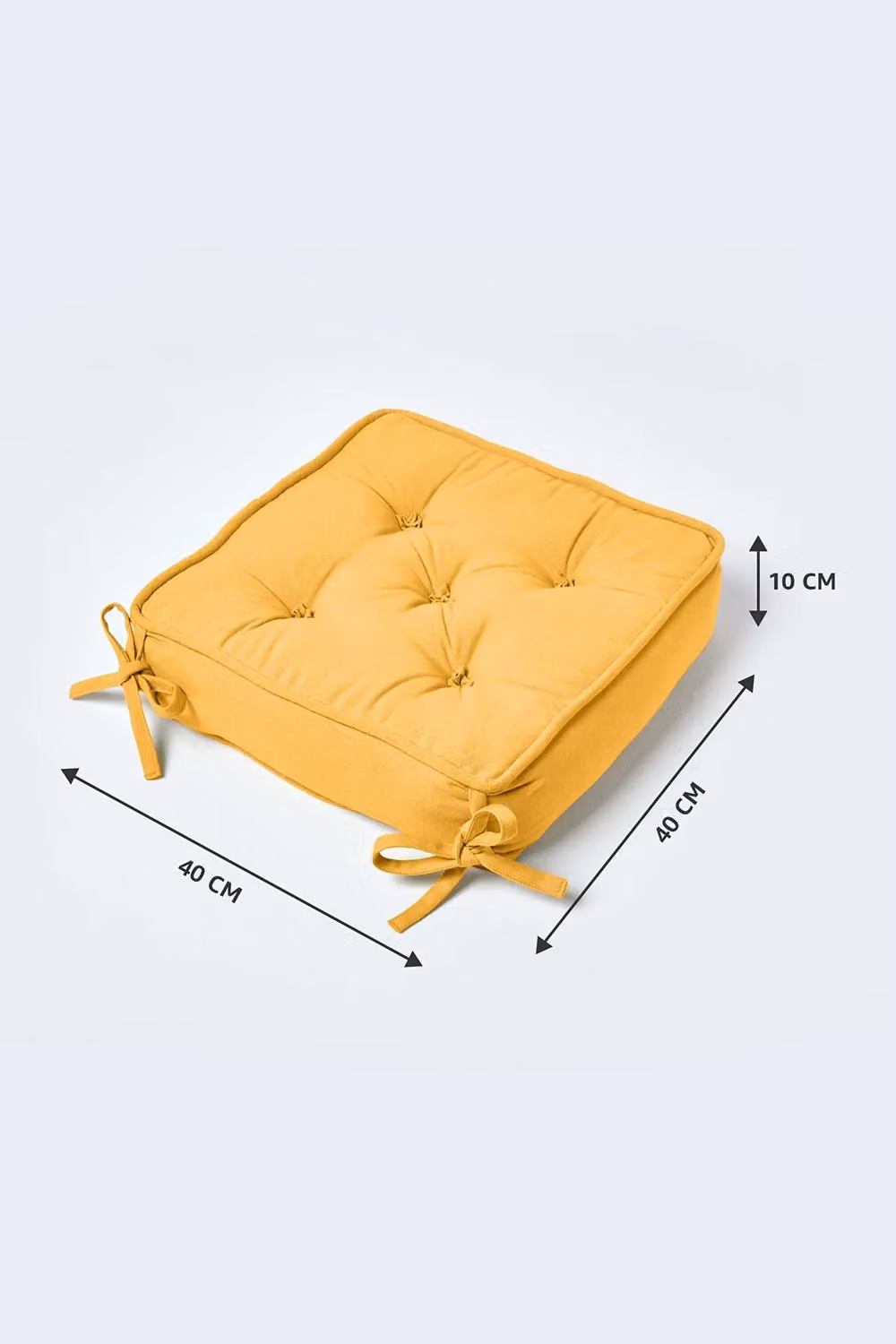 Homescapes Mustard Cotton Dining Chair Booster Cushion, W/D/H: 40 x 40 x 10 cm – 2