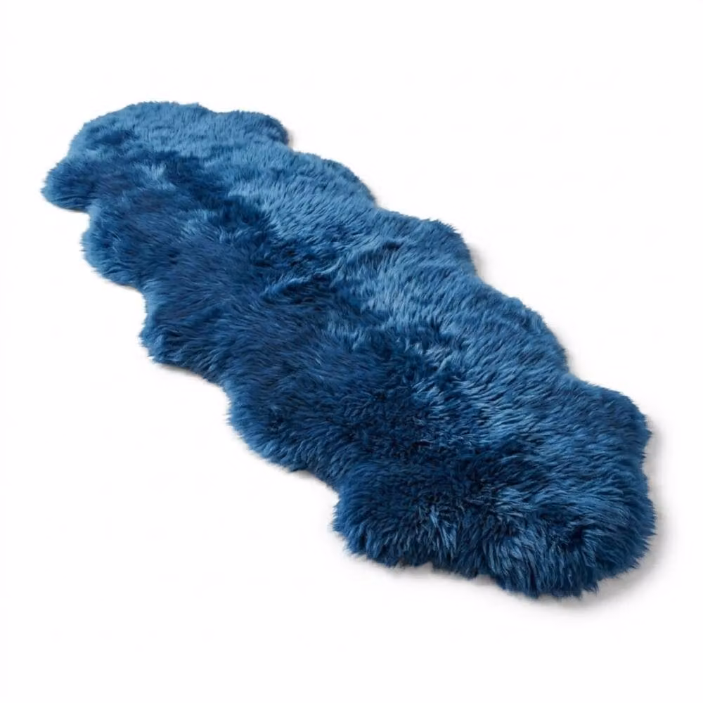 Infinity Leather Blue Real Sheepskin Wool Rug, W: 180 cm, D: 60 cm – 2