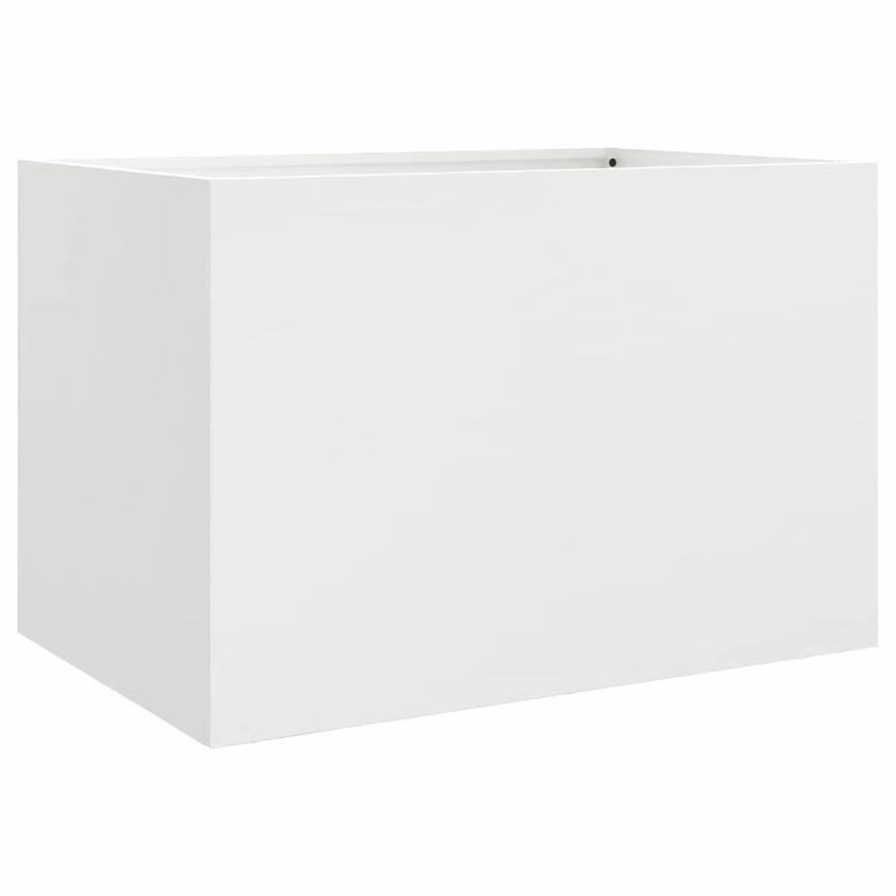 Berkfield Home Steel Planter Tub, White, W: 62 cm, D: 47 cm, H: 46 cm – 3