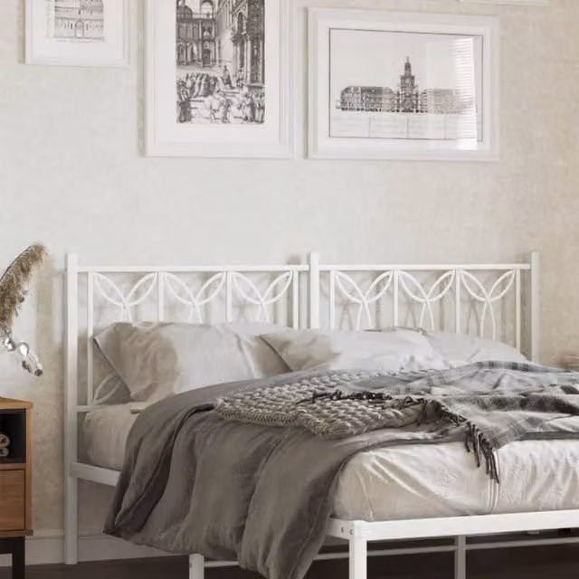 Berkfield Home Classic Metal Headboard in White, 160 cm