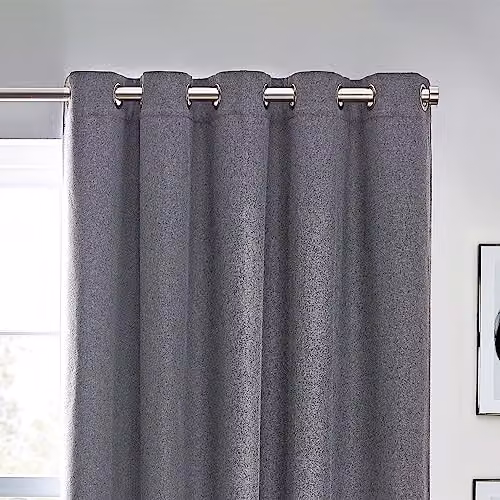 Riva Home Furn Blackout Eyelet Curtains, Thermal Insulating, Grey/Black, Width: 168 cm, Drop: 137 cm – 2