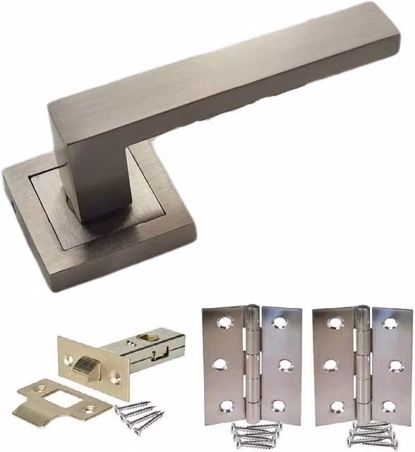 Golden Grace Matt Black and Silver Internal Door Handle Set