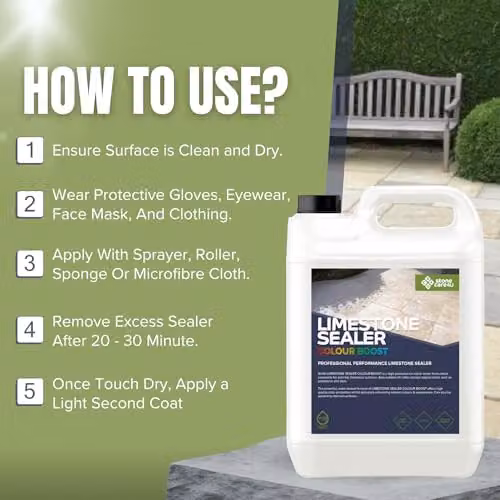 StoneCare4U Limestone Sealer Colour Boost 25L - Transparent Waterproof Colour Enhancement Exterior Sealant for Natural Stone, Sandstone and Slate – 4