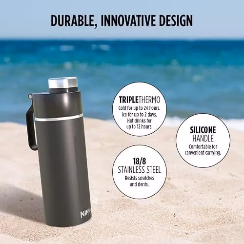 Ninja Thirsti Vacuum Insulated Stainless Steel Water Bottle and Flask with Leak-Proof Lid, Black, 700 ml – 3