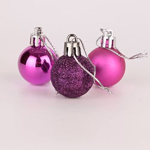 Shatchi 24-Piece Shatterproof Christmas Bauble Set in Purple and Silver