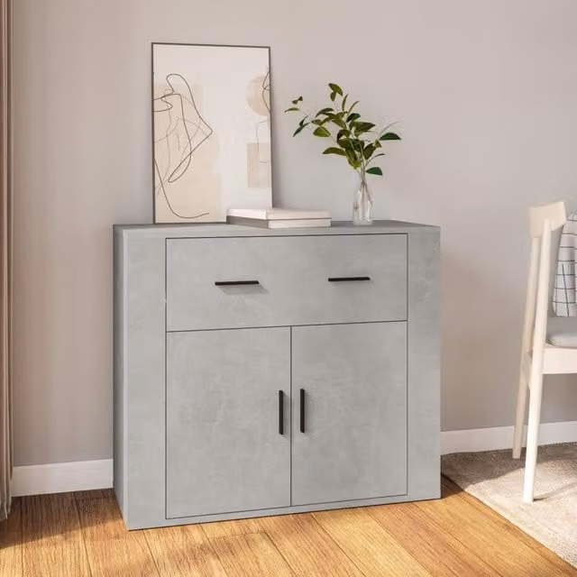 Berkfield Home Sideboard in Concrete Grey, W/D/H: 80 x 33 x 70 cm