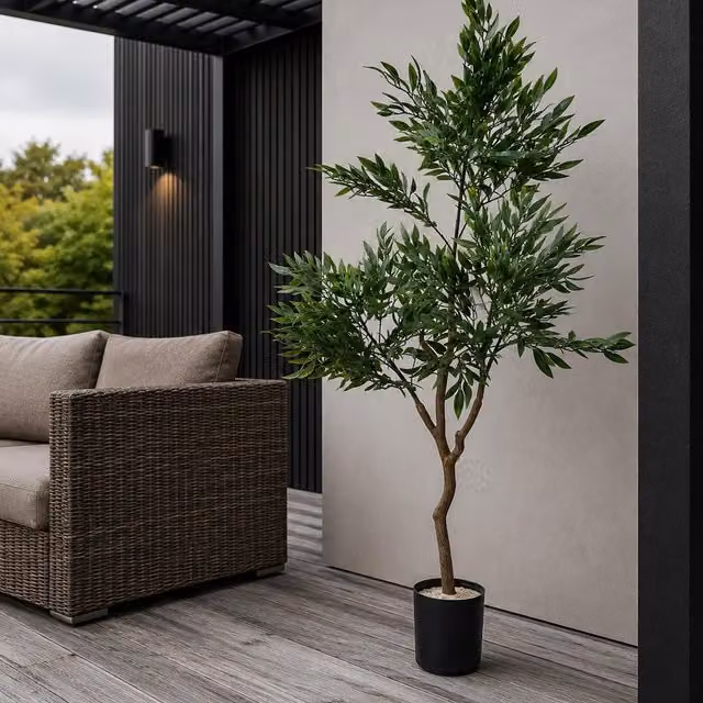 LeafUK UV Resistant Artificial Japanese Ficus Tree in Green, Height: 120 cm – 4