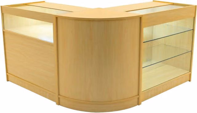 Monstershop Triton LED Shop Counter Set K900, B900 & CM60 in Maple Beige with Glass