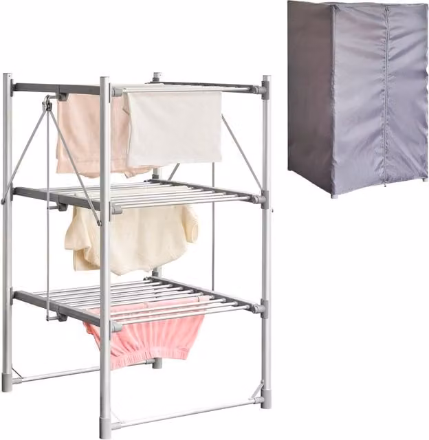 Cooks Professional Zennox 3 Tier Heated Clothes Airer with Cover, Silver, W/D/H: 110.0 x 66.0 x 68.5 cm