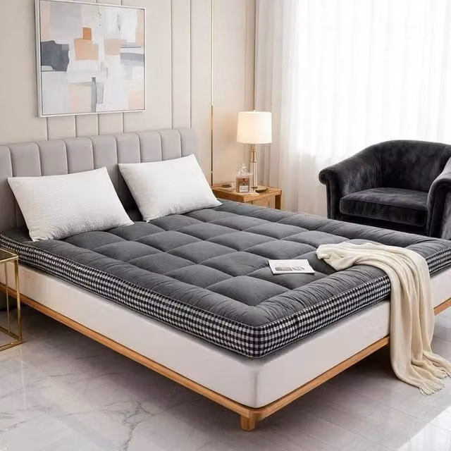 FORGEVIO Grey Foldable Roll Up Floor Mattress, W: 150 cm, D: 200 cm, H: 10 cm – 1