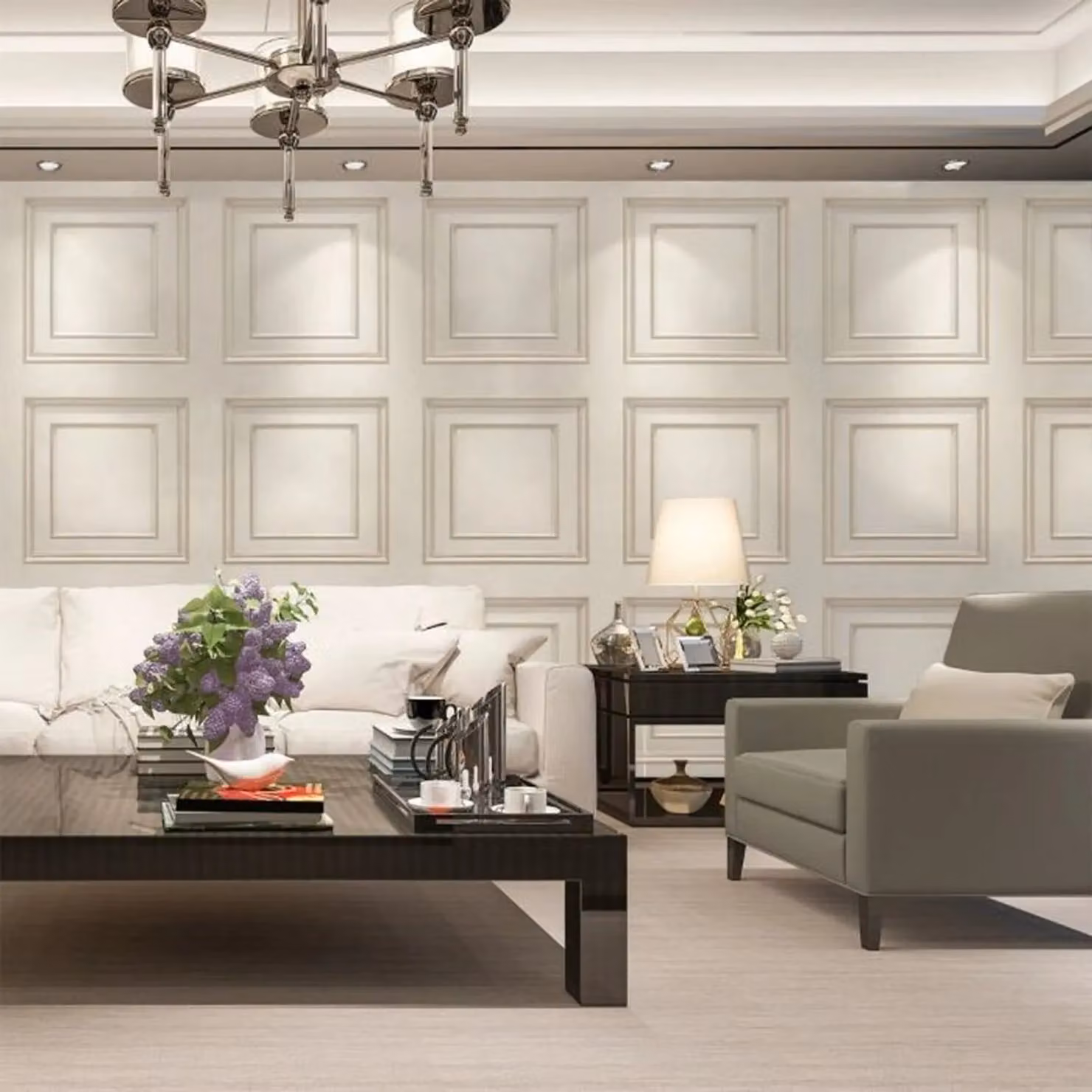 Belgravia Amara Geometric Abstract Textured Vinyl Wallpaper in Cream and Beige – 2