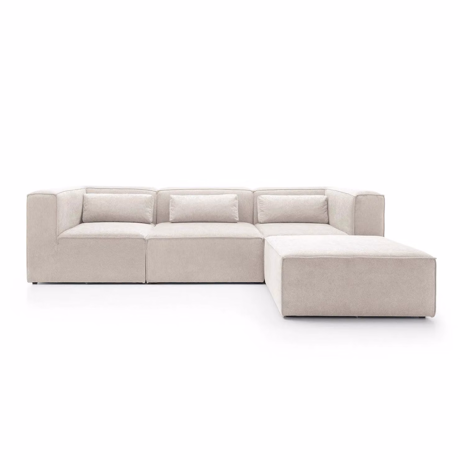 Abakus Direct Doris Reversible L-Shape Corner Sofa in White Cord Fabric, W: 282 cm, D: 163 cm, H: 73 cm – 2