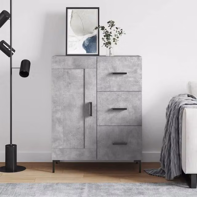 Berkfield Home Sideboard in Concrete Grey, MDF, W: 69.5 cm, D: 34 cm, H: 90 cm