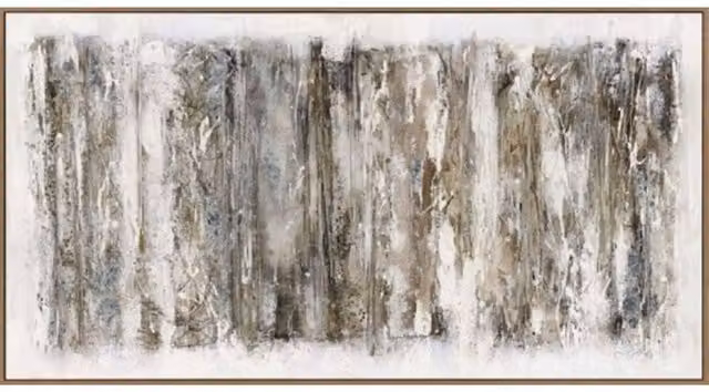 Lemon Pavilion Furniture and Decor Ethereal Hand Painted Abstract Canvas in Wood Frame, Multicolour and Brown, W150 x H80 x D5 cm