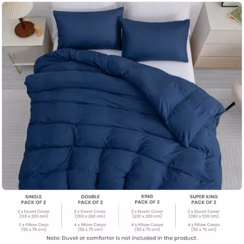 Pamposh King Size Microfibre Duvet Cover Set, 2 Pack, Blue, 180 x 200 cm – 6