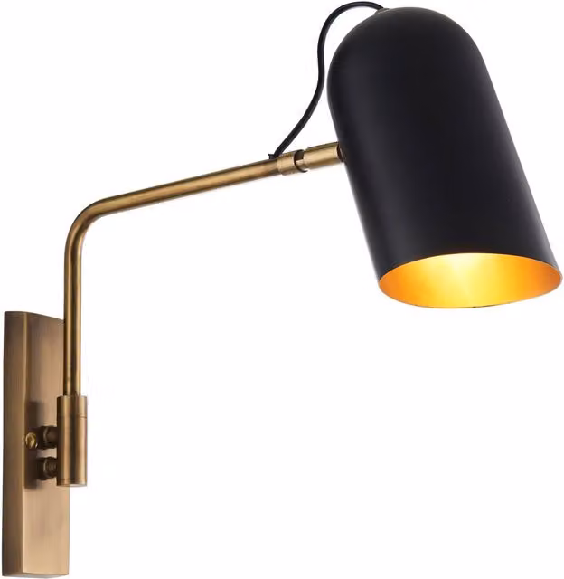 Loops Dimmable LED Wall Light in Antique Brass and Matt Black with E27 Socket – 1