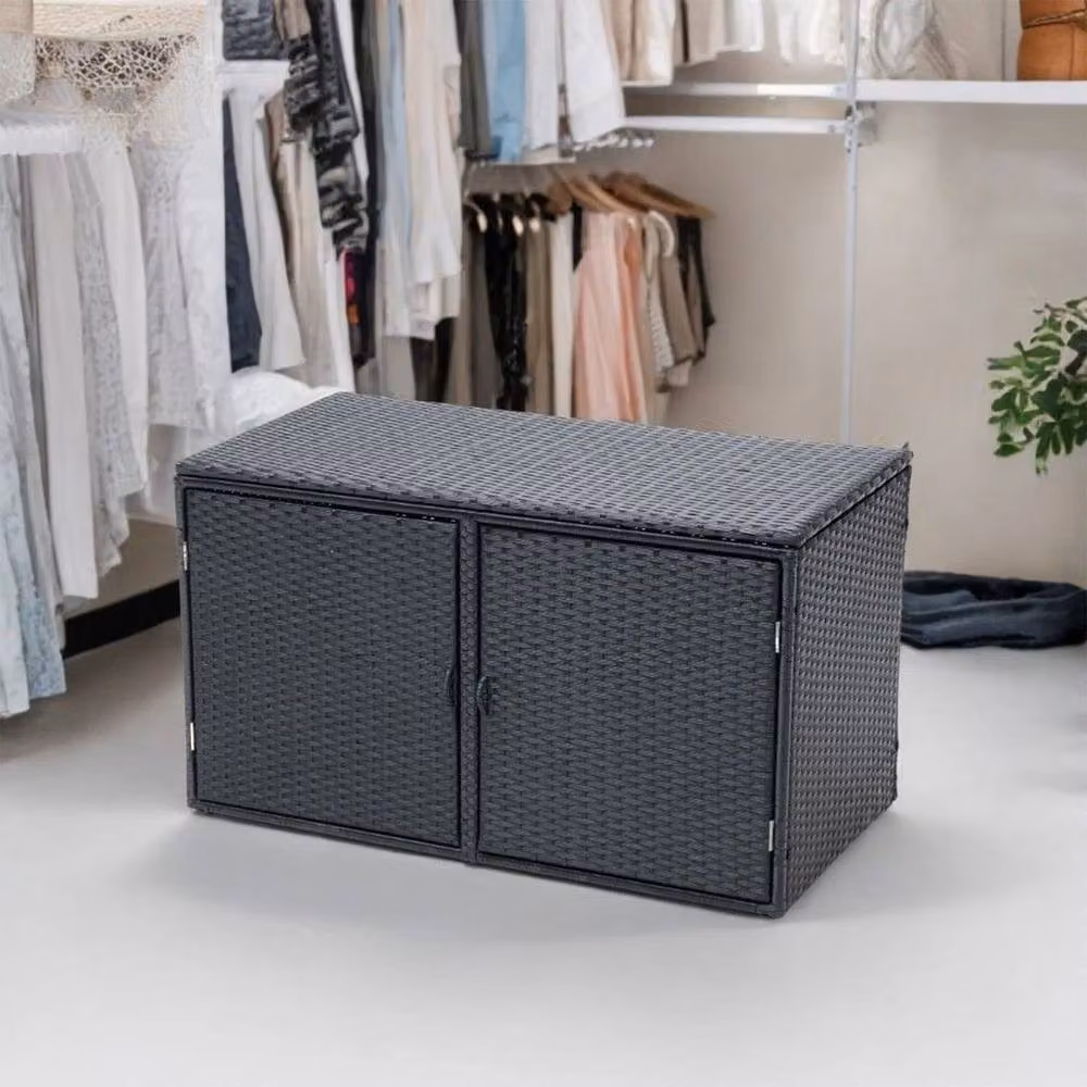 FORGEVIO Black PE Wicker Storage Box with Lid for Garden and Terrace, W/D/H: 59.5 x 50 x 50 cm – 4
