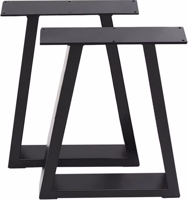 Living and Home Set of 2 Heavy Duty Industrial Steel Table Legs in Matt Black – 1