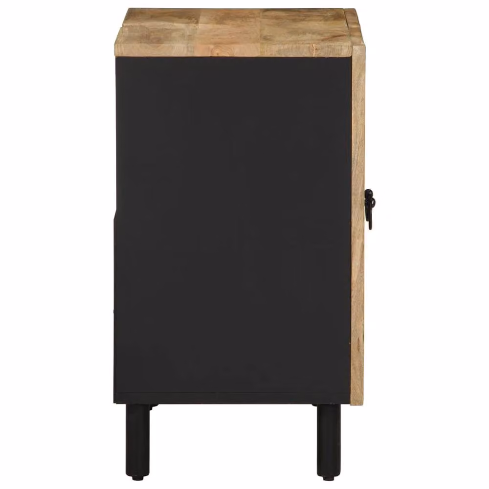 Berkfield Home Black Retro Freestanding Bathroom Sink Cabinet in Solid Mango Wood W/D/H: 62 x 33 x 58 cm – 3