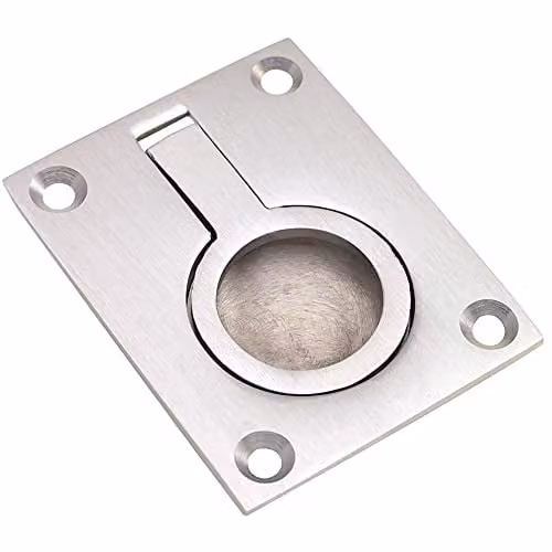 Loops Flush Ring Recessed Pull Handle in Satin Chrome, W: 6.3 cm, D: 0.85 cm