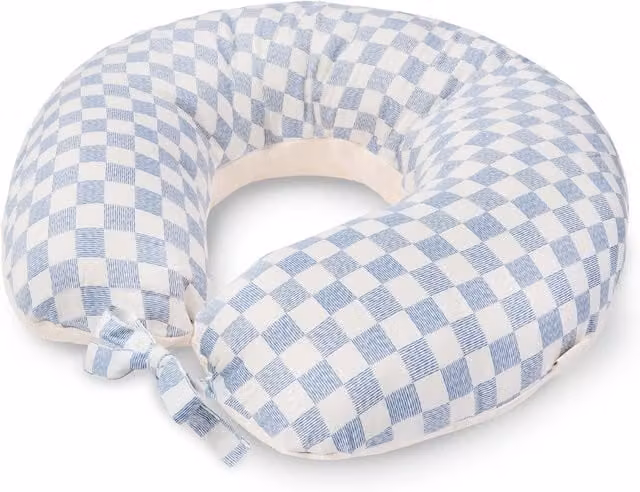 Avery Row Waves Wrap-Around Nursing Pillow in Blue Organic Cotton – 1