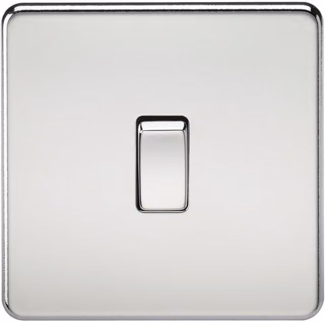 Knightsbridge Screwless 10AX 1G 2-Way Flush Switch in Polished Chrome