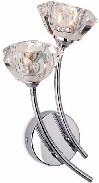 Netlighting Clara 2 Light Indoor Wall Light in Chrome with Clear Glass and G9 Base
