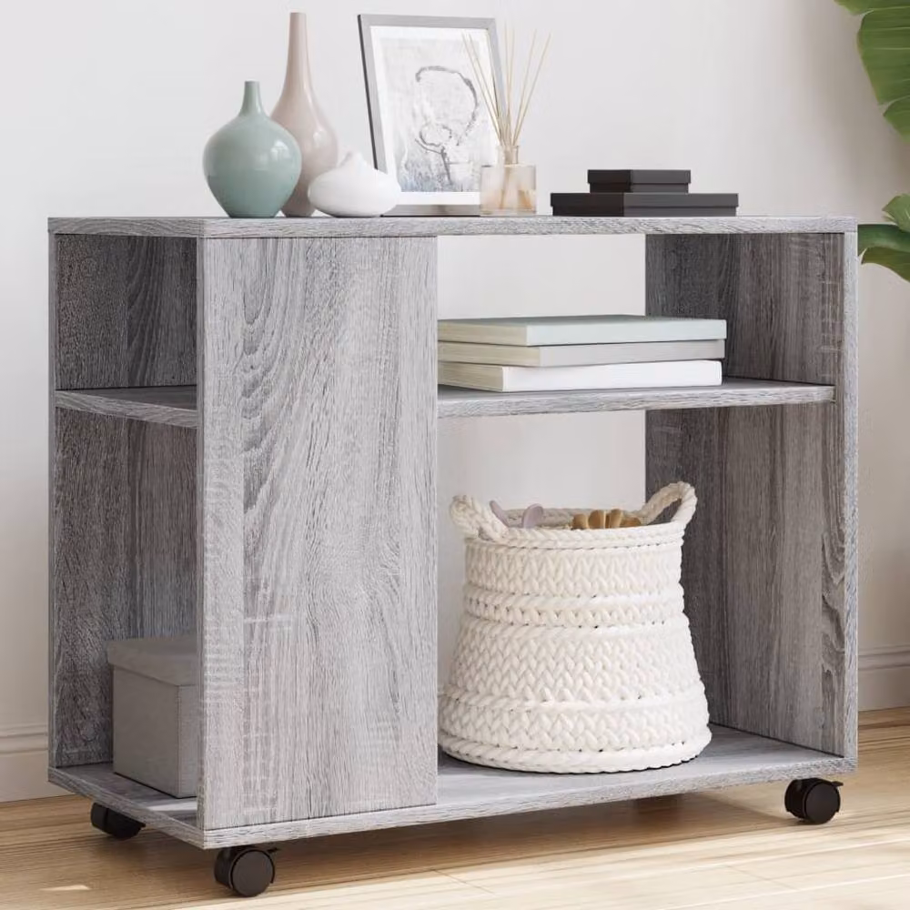 Berkfield Home Side Table with Wheels in Grey Sonoma, W/D/H: 70 x 35 x 60 cm – 2