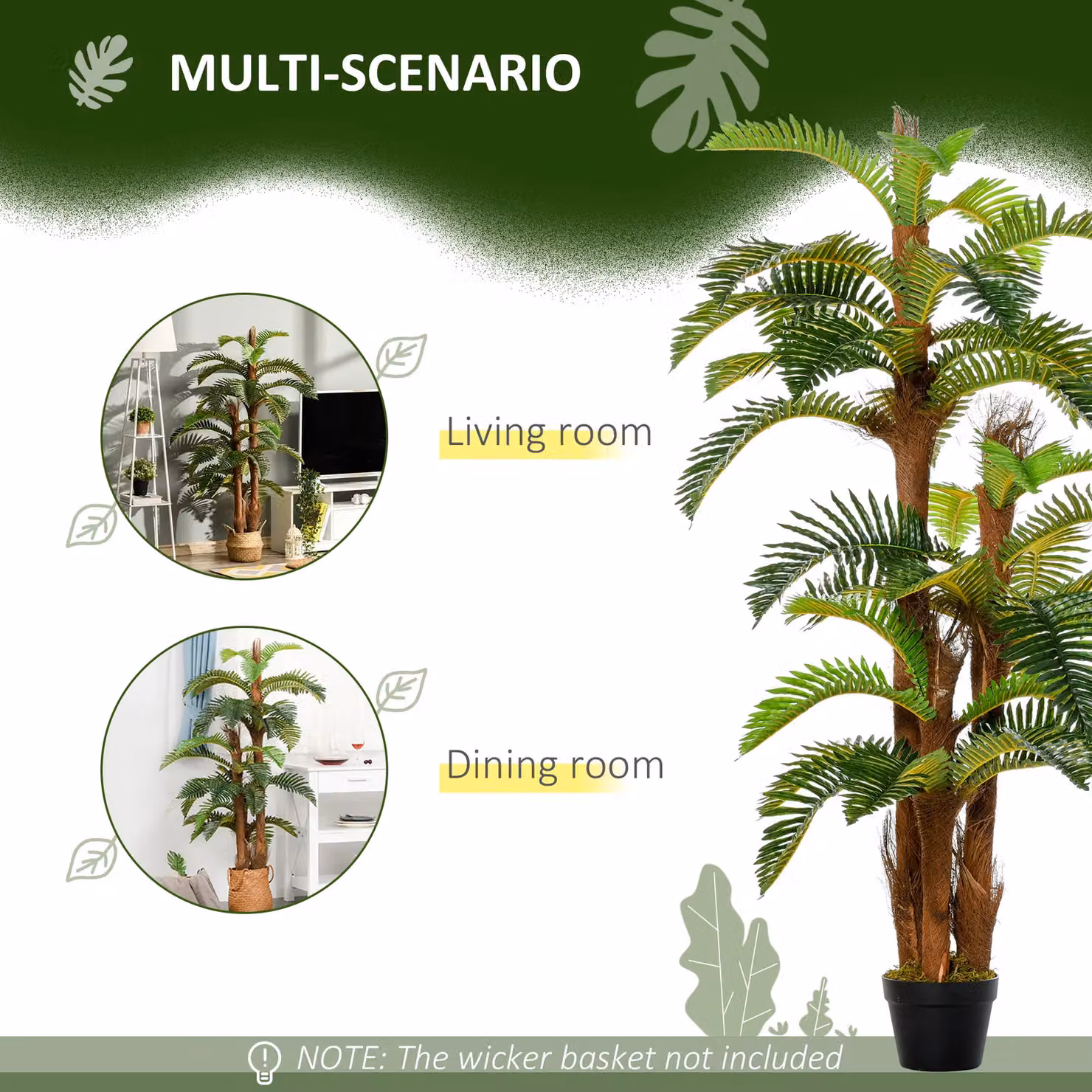 Outsunny Artificial Green Fern Plant Tree, Height: 150 cm – 4