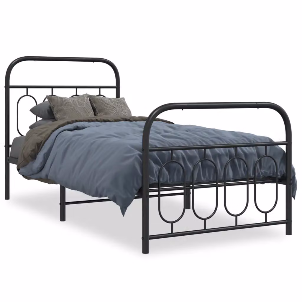 Berkfield Home Metal Bed Frame with Footboard, Black, W/D/H: 80 x 200 cm – 2