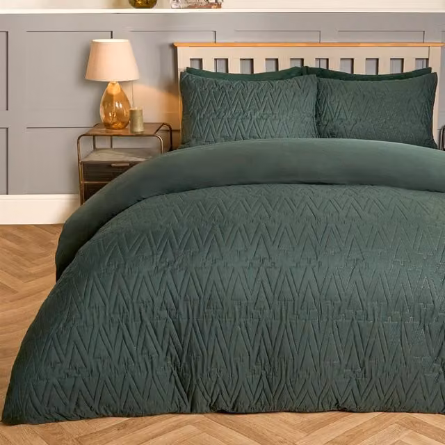 OHS Christmas Graphic Duvet Cover Set, Green, 180 x 200 cm