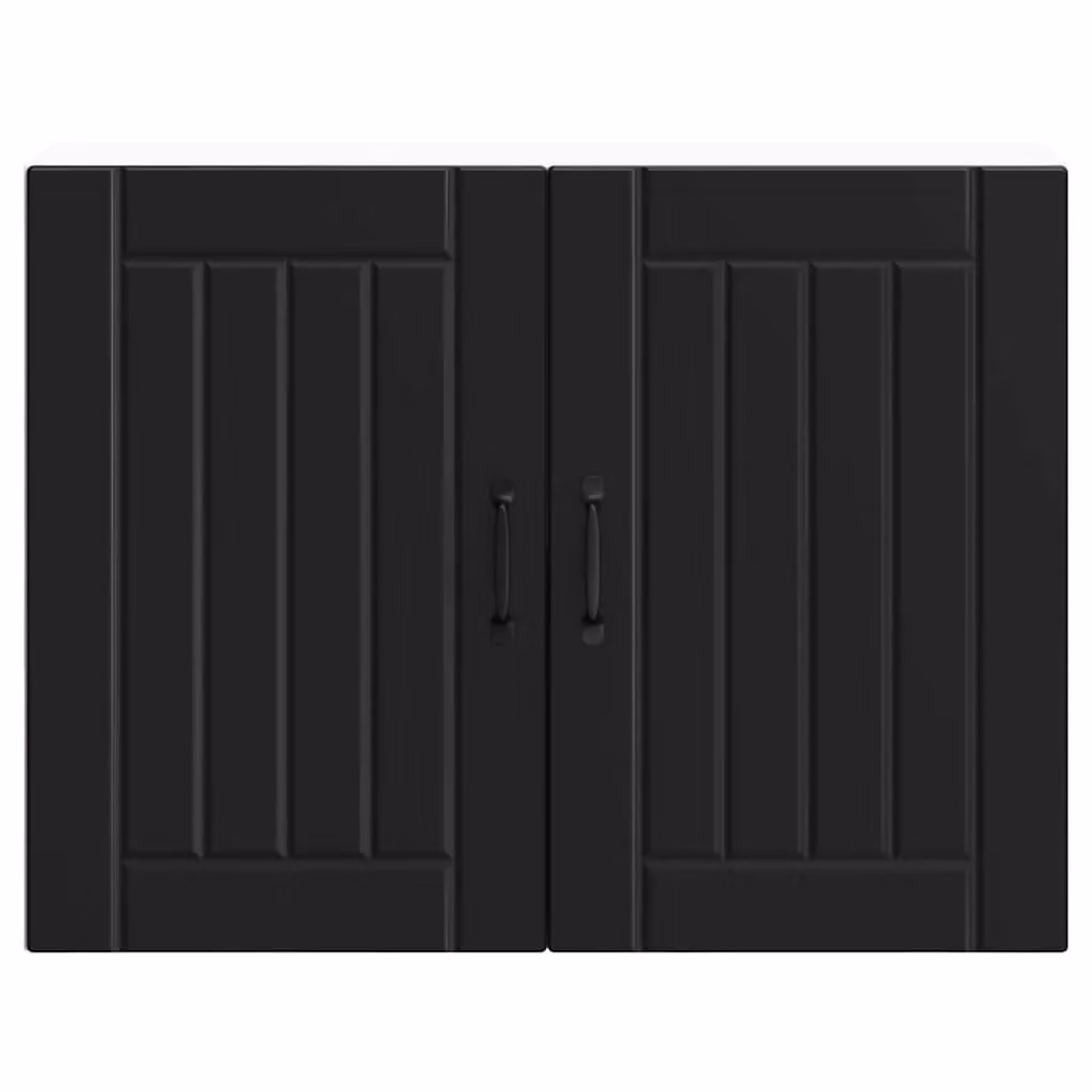 Berkfield Home Lucca Black Matt Kitchen Wall Cabinet with Glass Doors – 4