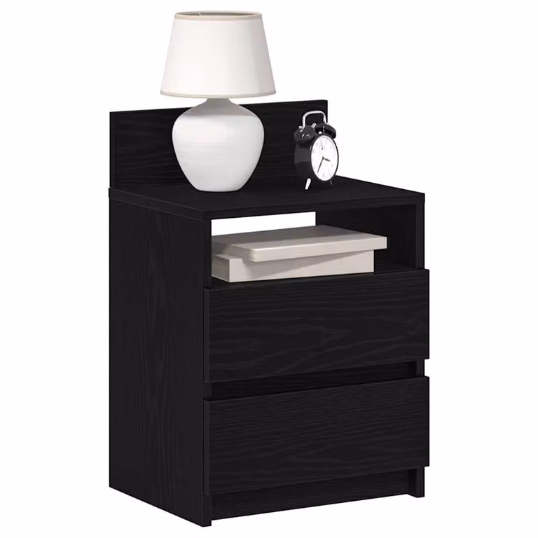 Berkfield Home Set of 2 Durable Bedside Cabinets with 2 Drawers, Black, W/D/H: 40 x 33 x 60 cm