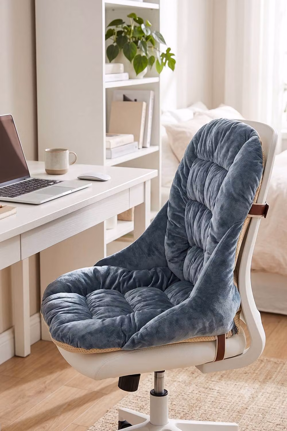 Living and Home Grey Plush Anti-Slip Ergonomic Seat Cushion with Elastic Straps – 3
