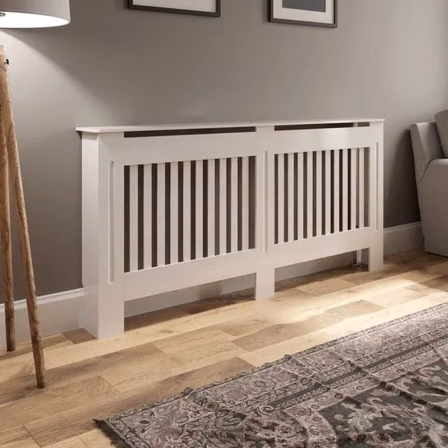 Temprazo White Vertical Slat Style MDF Radiator Cover Height: 172 cm