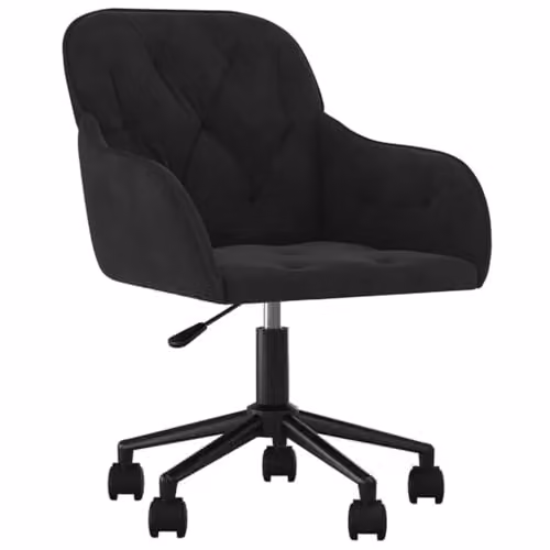 vidaXL Black Velvet Height Adjustable Swivel Task Chair for Home Office W/D/H: 56 x 61.5 x 72 cm – 1