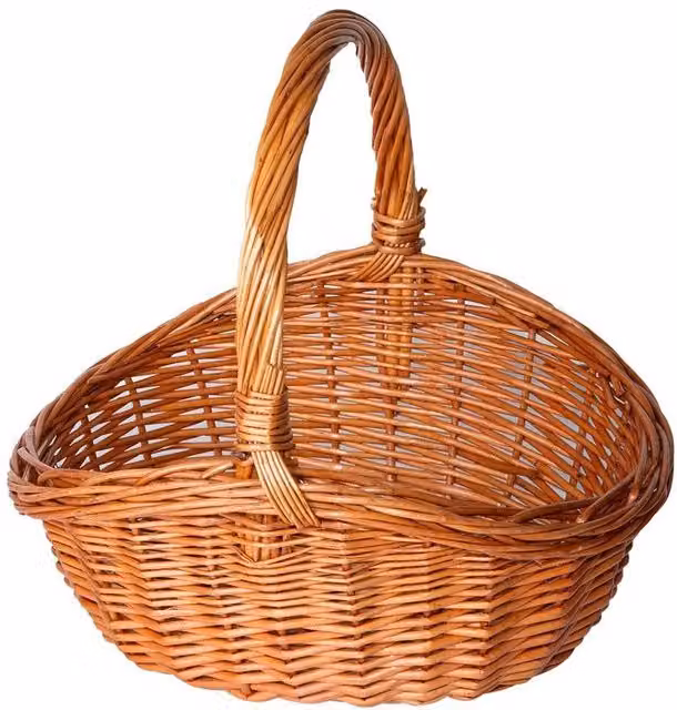 SPETLEK Rattan Storage Basket with High Handles in Brown and Honey Colour