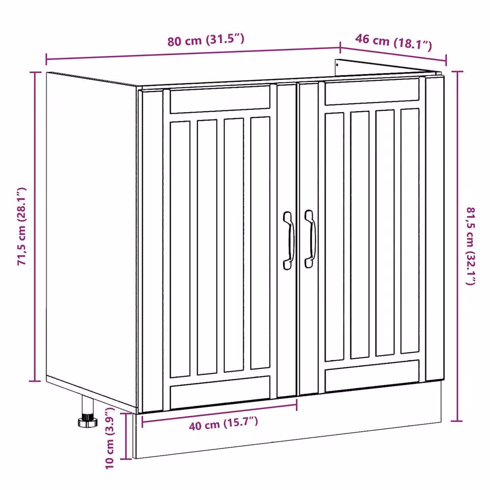 Berkfield Home Lucca Kitchen Sink Cabinet with Double Basins in Smoked Oak Brown, W/D/H: 81.5 x 46 x 46 cm – 2
