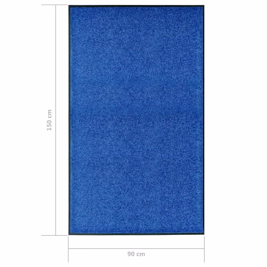 Berkfield Home Washable Non-Slip Blue Doormat W: 90 cm, D: 150 cm – 3