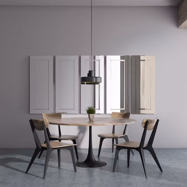 MirrorOutlet Set of 5 Horsley Modern All Glass Rectangular Wall Dress Mirrors in Silver